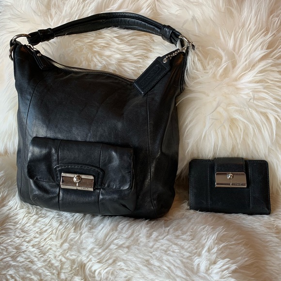Coach Black Leather Handbag and Wallet Combo - Picture 1 of 10